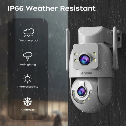 Lenovo 4K Outdoor PTZ Surveillance Camera - 5G WiFi Dual Lens Auto Tracking ONVIF Security - ZOOMNSTORE