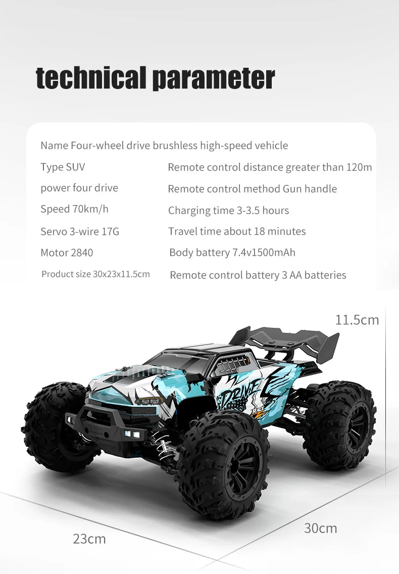 116 4WD RC Monster Truck - High Speed Drift Remote Control Car for Kids - ZOOMNSTORE
