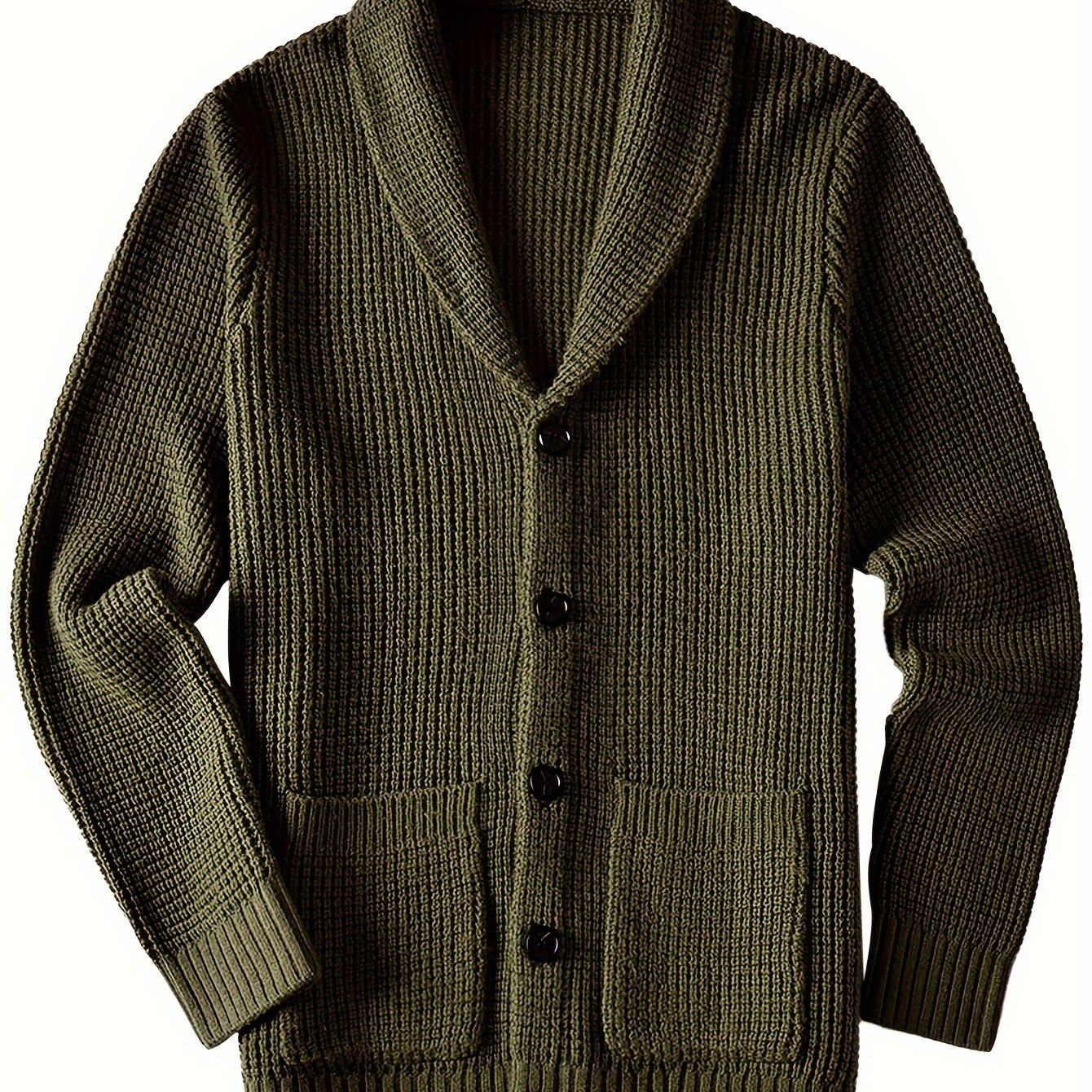Men's warm cardigan jacket with green fruit collar long sleeved sweater - ZOOMNSTORE