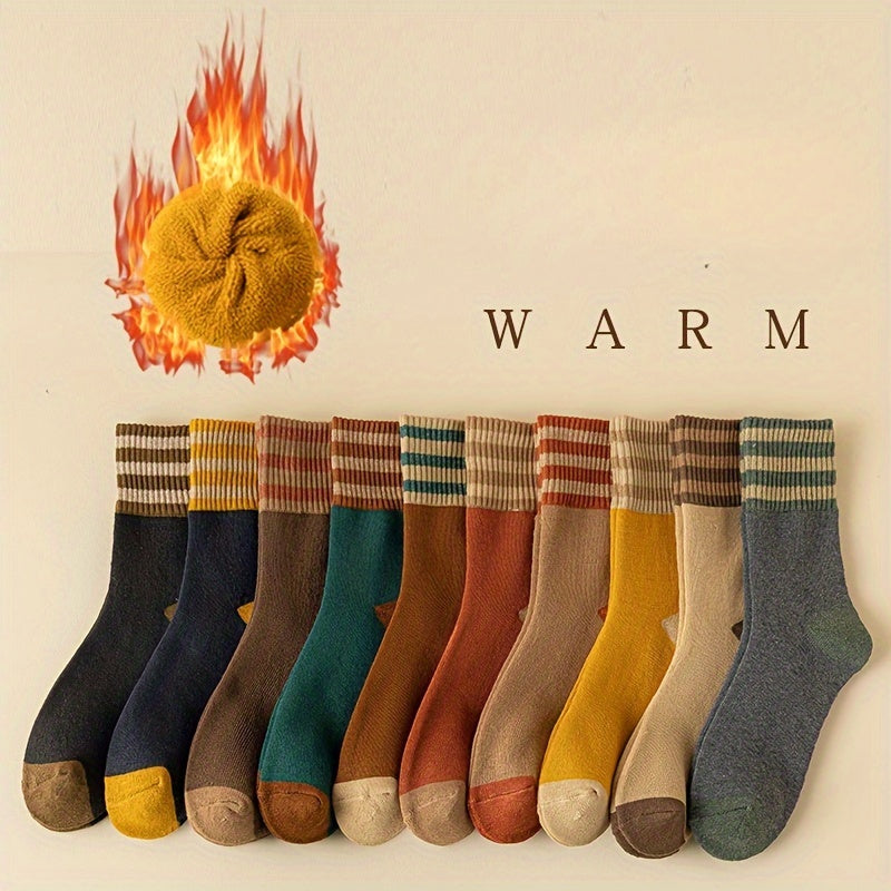 Trendy Cotton Socks - 10 Pairs in 10 Colors for Men  Women Mid Length Warm Home Sleep Socks - ZOOMNSTORE