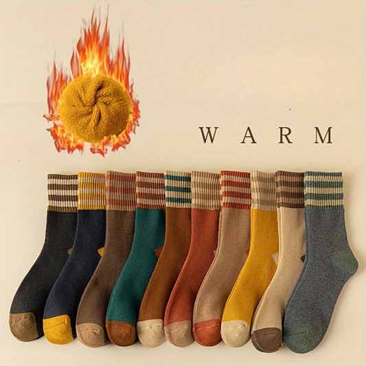 Trendy Cotton Socks - 10 Pairs in 10 Colors for Men  Women Mid Length Warm Home Sleep Socks - ZOOMNSTORE