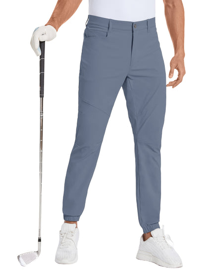 Mens Beige Stretch Hiking Pants - Water-Resistant Slim Fit Joggers with 4 Pockets  Elastic Waistband - ZOOMNSTORE