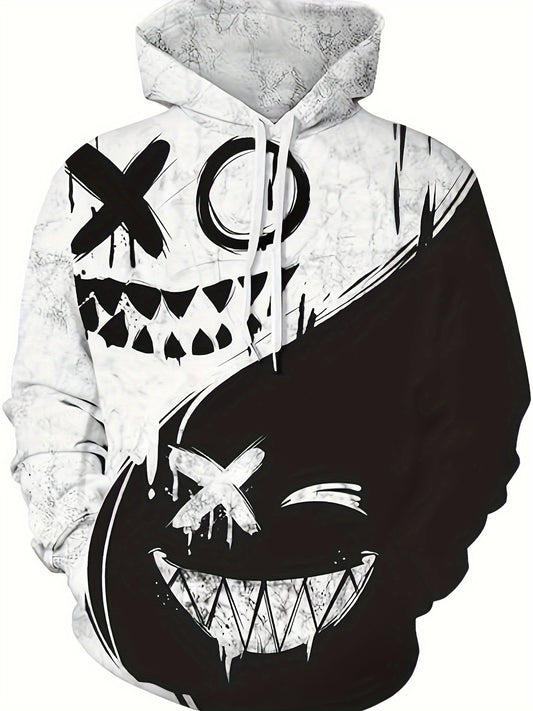 Mens Smile Face Hoodie - Casual Graphic Sweatshirt with Kangaroo Pocket - ZOOMNSTORE