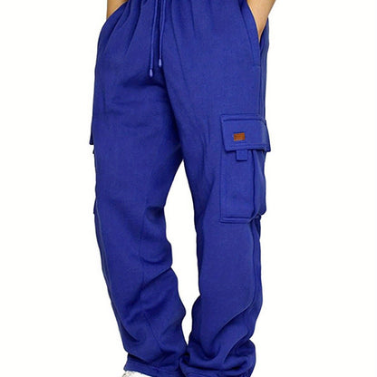 Mens Loose Cargo Pants - Casual Elastic Waist Wide Leg Sweatpants - ZOOMNSTORE