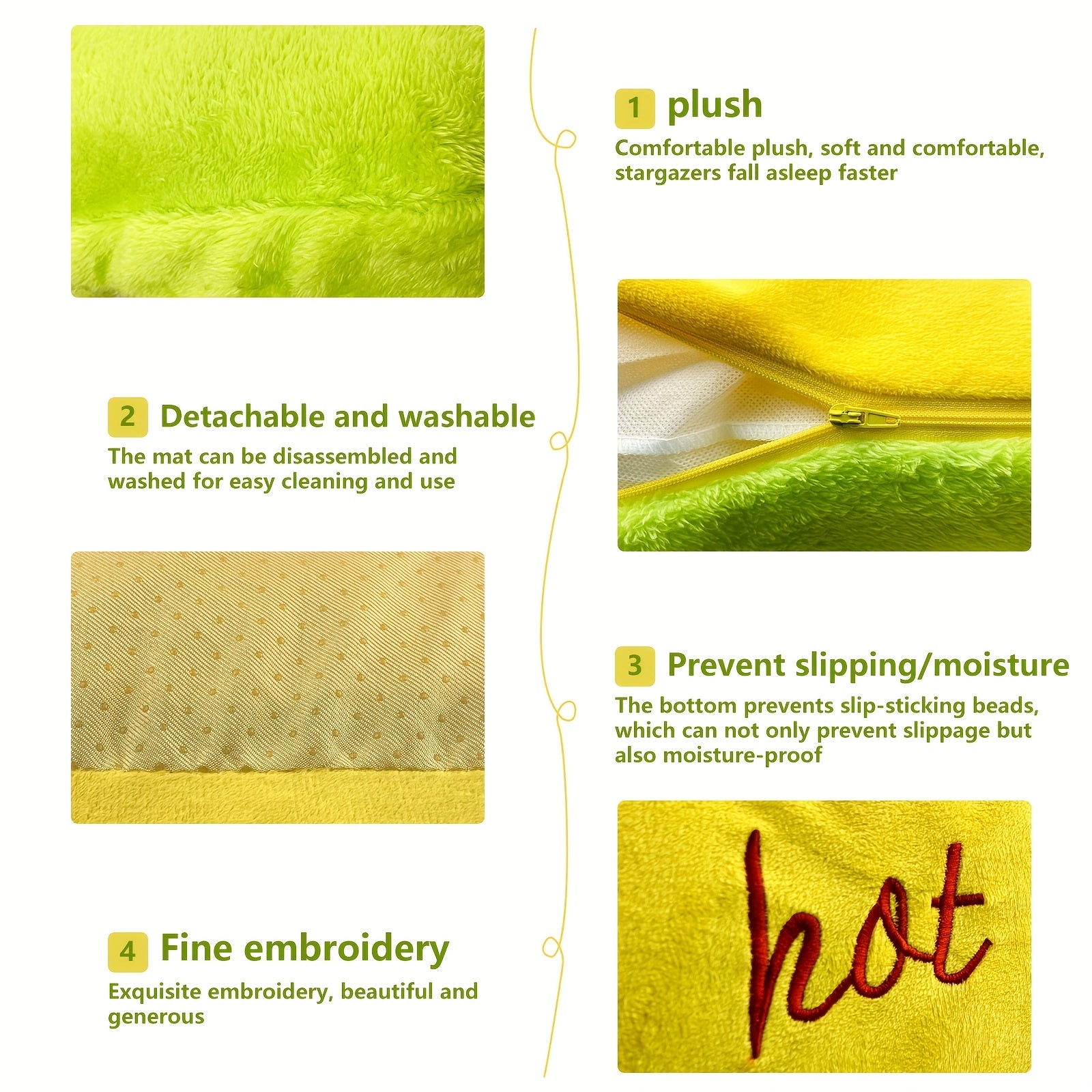 Soft Plush Hot Dog Pet Bed - Removable Cushion for Small to Medium Pets Easy to Clean Vibrant Yellow Green - ZOOMNSTORE