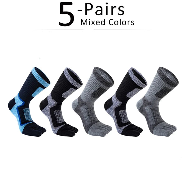 Mens Thick Compression 5-Pair Short Sport Socks - Fitness Running Outdoor Basketball - ZOOMNSTORE
