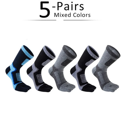 Mens Thick Compression 5-Pair Short Sport Socks - Fitness Running Outdoor Basketball - ZOOMNSTORE