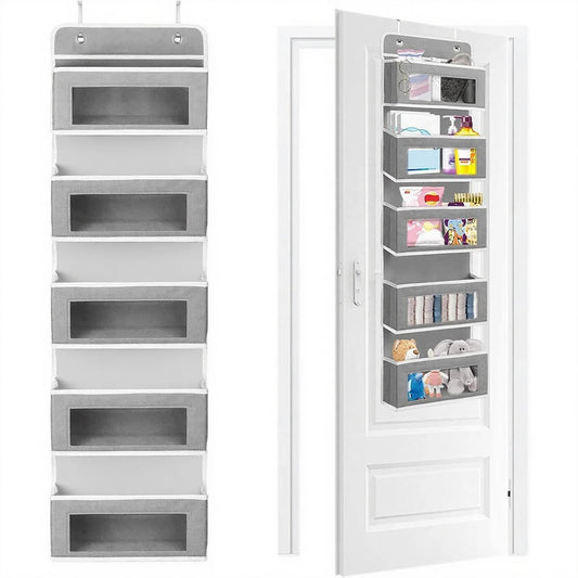 5-Shelf Hanging Storage Organizer - Behind Door, Anti-Tilt, 5 Large Capacity Pockets, Suitable for Bedroom, Bathroom - ZOOMNSTORE