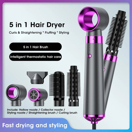 Electric Hair Dryer 5 in 1 Multifunctional Hair Straightener Negative Ion Hair Care Curler Blow Dryer Styling Set Strong Wind - ZOOMNSTORE