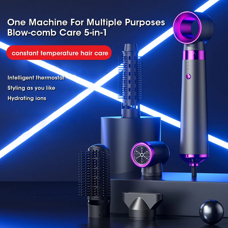Electric Hair Dryer 5 in 1 Multifunctional Hair Straightener Negative Ion Hair Care Curler Blow Dryer Styling Set Strong Wind - ZOOMNSTORE
