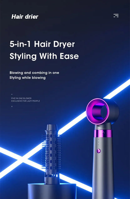 Electric Hair Dryer 5 in 1 Multifunctional Hair Straightener Negative Ion Hair Care Curler Blow Dryer Styling Set Strong Wind - ZOOMNSTORE