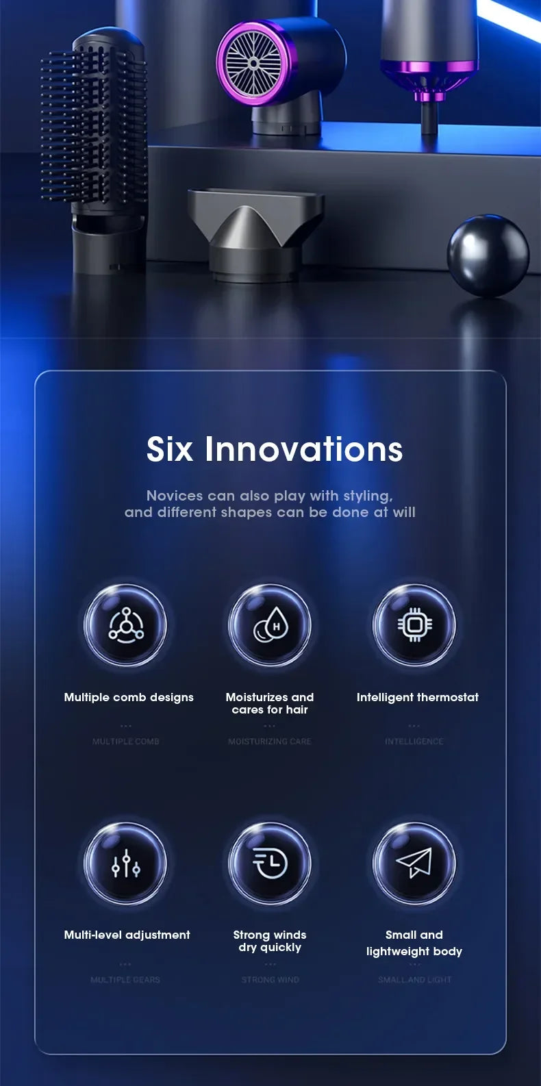 Electric Hair Dryer 5 in 1 Multifunctional Hair Straightener Negative Ion Hair Care Curler Blow Dryer Styling Set Strong Wind - ZOOMNSTORE