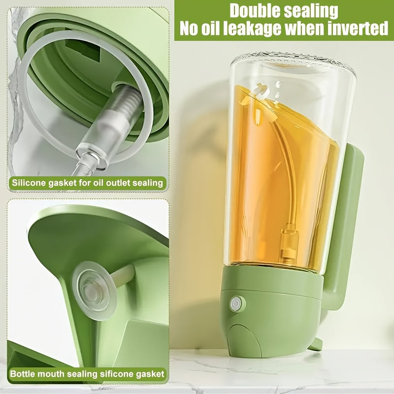 Premium 16oz Glass Olive Oil Dispenser  Spray Bottle with Auto-Flip Cap  BPA-Free Mess-Free Cooking for Air Fryer BBQ  Salad Dressing - ZOOMNSTORE