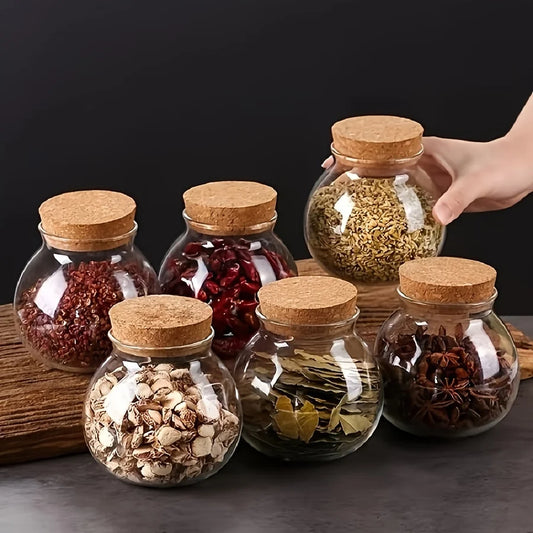500ML Clear Glass Storage Canister,Round Decorative Small Container Jar for Coffee,Spice,Candy,Salt,Cookie,Condiment,Sugar - ZOOMNSTORE