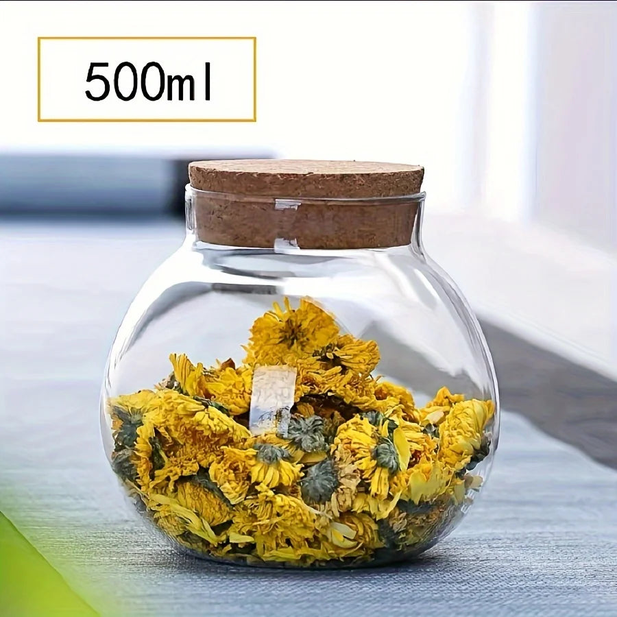500ML Clear Glass Storage Canister,Round Decorative Small Container Jar for Coffee,Spice,Candy,Salt,Cookie,Condiment,Sugar - ZOOMNSTORE