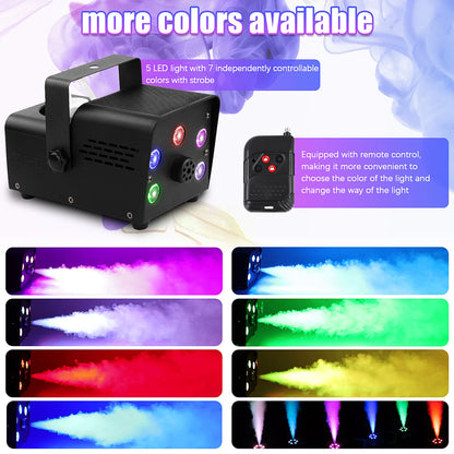 500W Fog Machine - Portable RGB LED Stage Fogger with Wireless Remote Control - ZOOMNSTORE