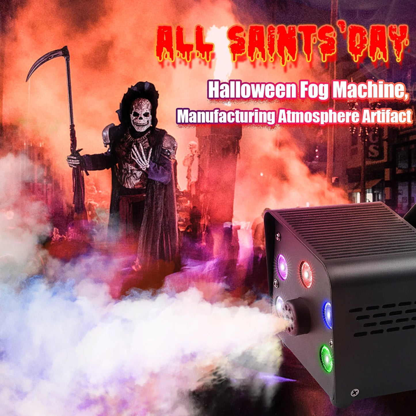 500W Fog Machine - Portable RGB LED Stage Fogger with Wireless Remote Control - ZOOMNSTORE