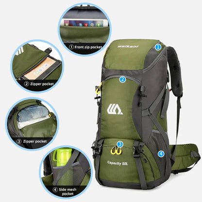50L Waterproof Hiking Backpack - Large Travel Rucksack for Camping  Climbing - ZOOMNSTORE