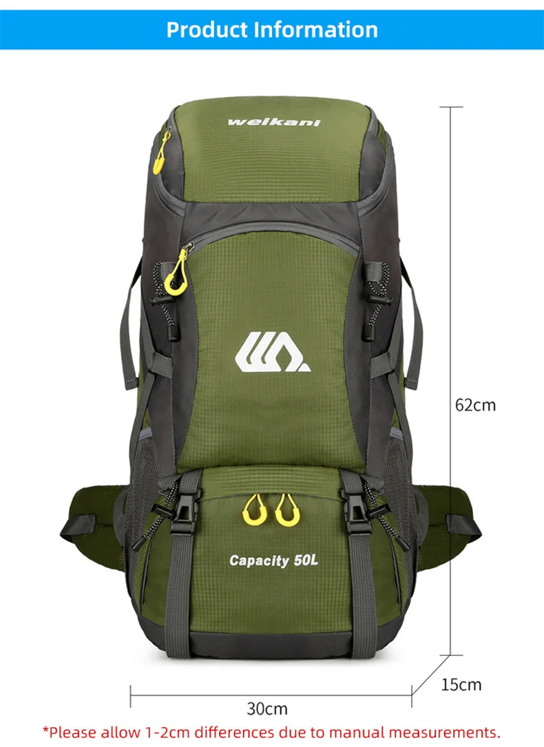 50L Waterproof Hiking Backpack - Large Travel Rucksack for Camping  Climbing - ZOOMNSTORE