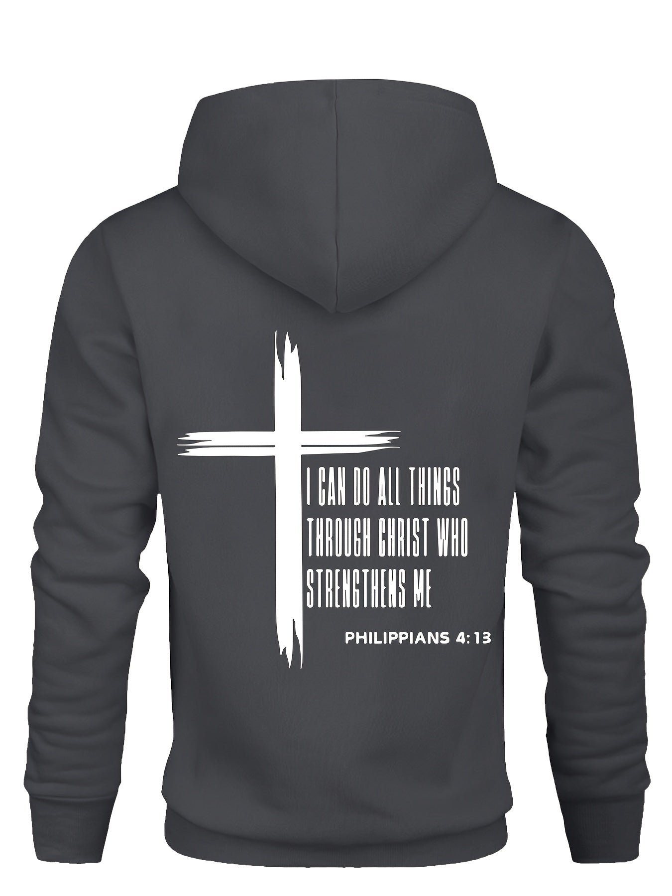 Mens Hoodie - I Can Do All Things Through Christ - Casual Fleece Sweatshirt with Pockets - ZOOMNSTORE