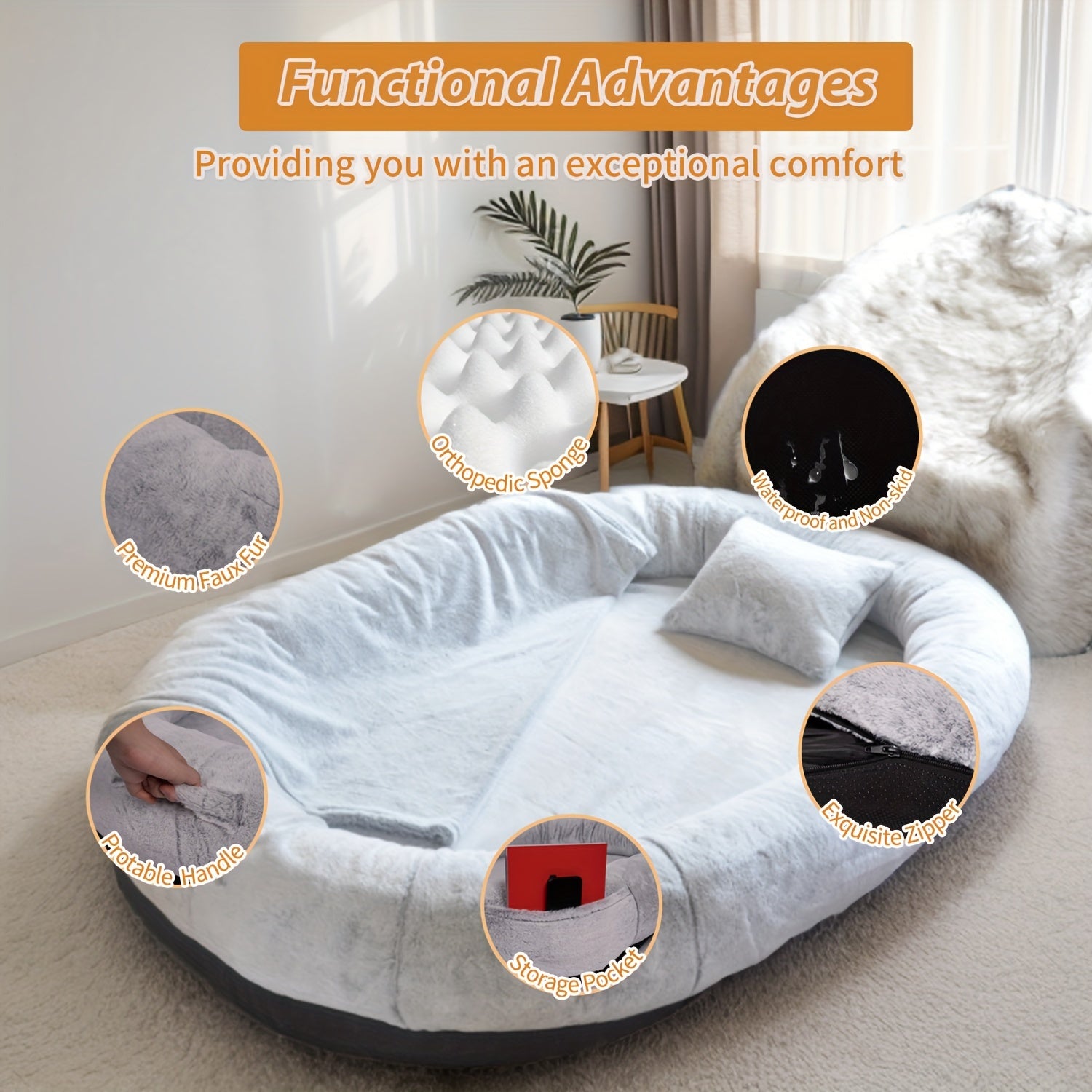 Human-Sized Dog Bed - Comfortable Pet Bed for Adults and Owners - ZOOMNSTORE