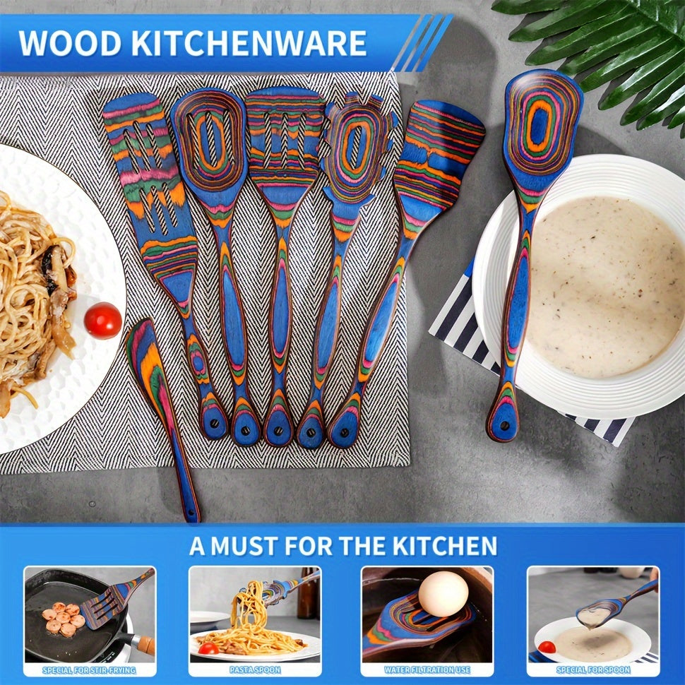 Pakkawood Cooking Utensils Set - 6Pcs7Pcs Non-Stick Wooden Spoons for Home  Kitchen Gifts - ZOOMNSTORE