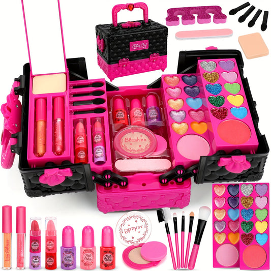 Girls Makeup Playset - 45pcs Washable Cosmetic Kit for 3-6 Years - ZOOMNSTORE