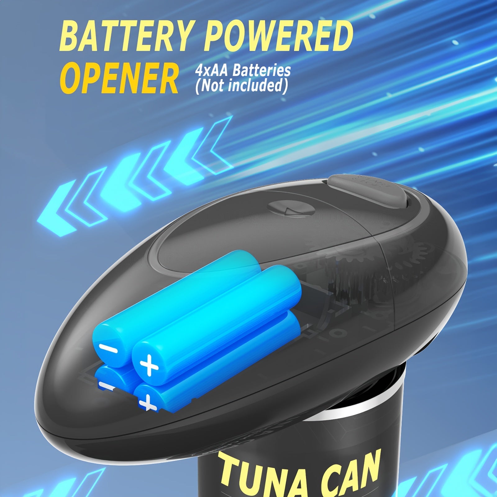 One-Touch Electric Can Opener - Battery Operated Smooth Edge Design for Easy Use Ideal Kitchen Gadget for Seniors and Those with Arthritis Black - ZOOMNSTORE