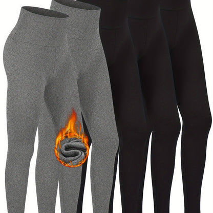 Warm Thermal High Waisted 5 Pack - Plush Lined Leggings for Women - Workout Winter Soft Yoga Pants - ZOOMNSTORE