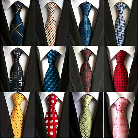 Mens Jacquard Tie Set - Classic 12pcs Neckties - ZOOMNSTORE