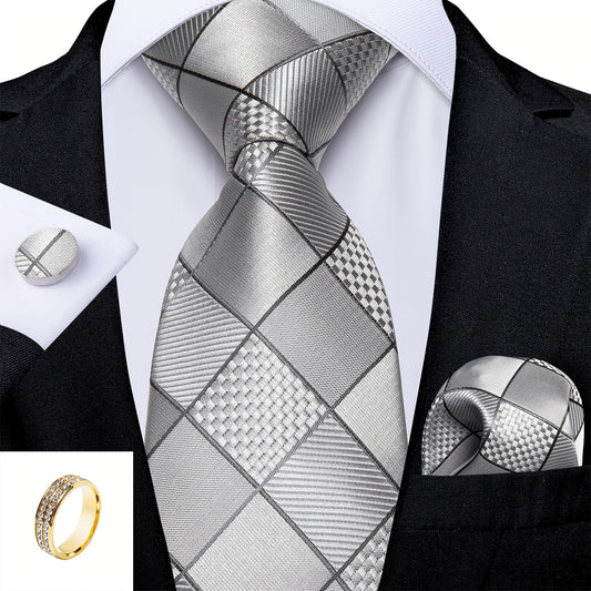 Mens Silk Tie and Cufflink Set - Classic Formal Accessories - ZOOMNSTORE