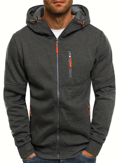 Mens Zipper Hoodie - Casual Full-Zip Sweatshirt with Pockets for Outdoor Activities - ZOOMNSTORE