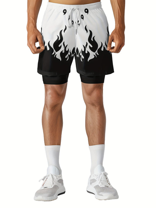 Mens 2-in-1 Quick Dry Shorts - Outdoor Sports  Swimming Pants - ZOOMNSTORE