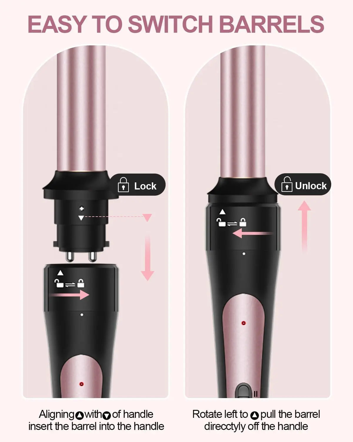 6 in 1 Curling Iron - Ceramic Curling Wand Set with Thermal Brush & Bubble Barrel - ZOOMNSTORE