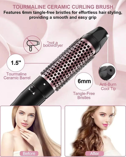 6 in 1 Curling Iron - Ceramic Curling Wand Set with Thermal Brush & Bubble Barrel - ZOOMNSTORE