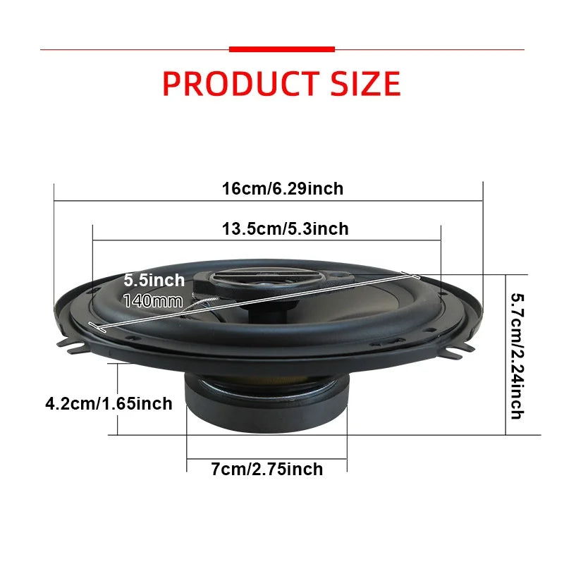 6 Inch Car Speakers - 320W Universal Car Coaxial Speakers | 3 Way Full Range Audio System - ZOOMNSTORE