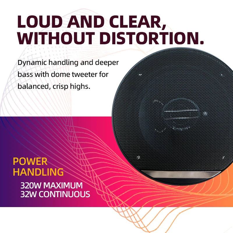 6 Inch Car Speakers - 320W Universal Car Coaxial Speakers | 3 Way Full Range Audio System - ZOOMNSTORE