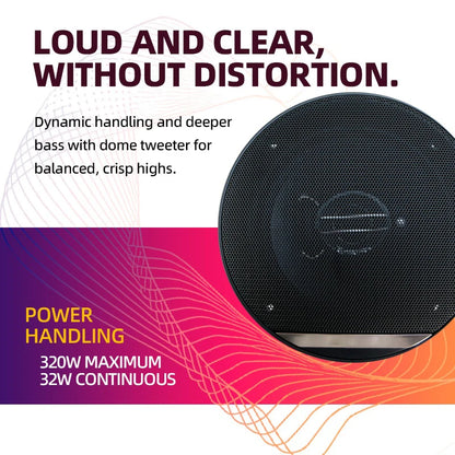 6 Inch Car Speakers - 320W Universal Car Coaxial Speakers | 3 Way Full Range Audio System - ZOOMNSTORE