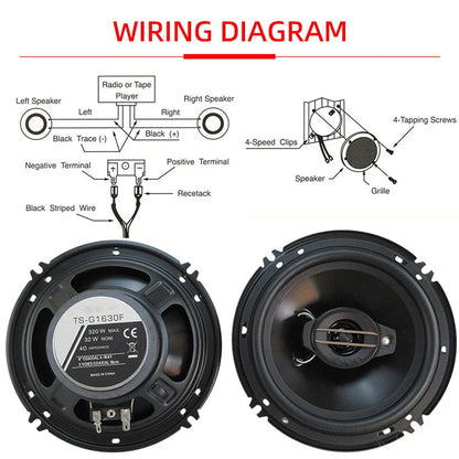 6 Inch Car Speakers - 320W Universal Car Coaxial Speakers | 3 Way Full Range Audio System - ZOOMNSTORE
