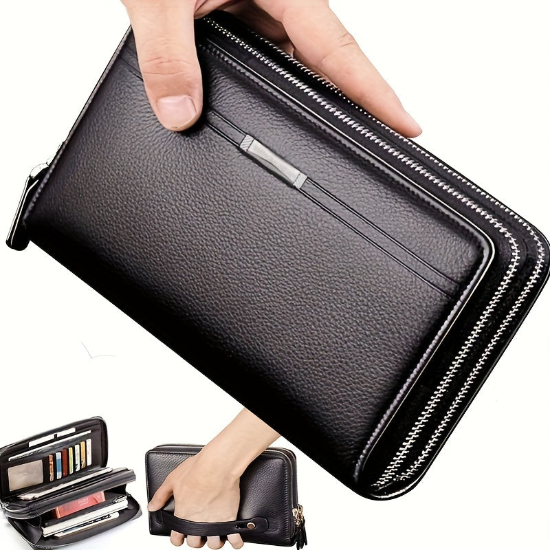Mens PU Leather Business Wallet  Card Holder - Stylish Clutch Gift for Dad Husband or Boyfriend in BlackBrown - ZOOMNSTORE