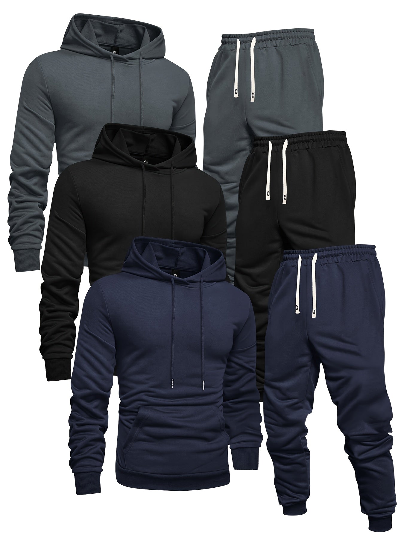 Mens Casual Hoodie and Sweatpants Set - Long Sleeve Pullover with Elastic Waist Joggers - ZOOMNSTORE