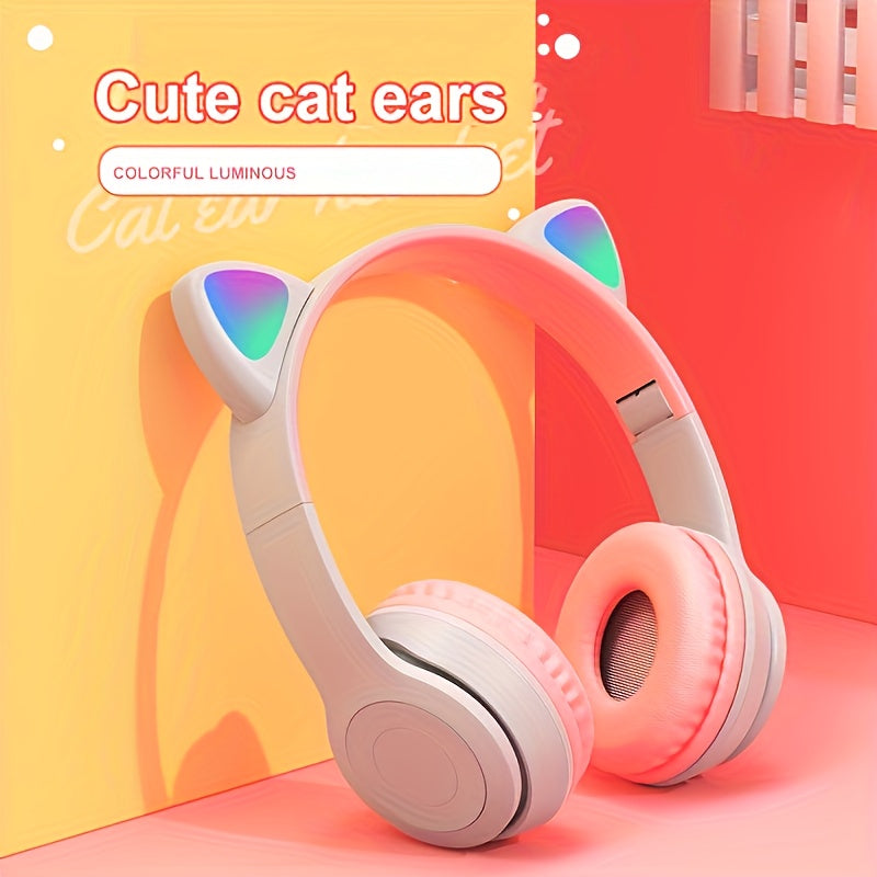 Wireless Gaming Earbuds with Cute Cat Ears - Fun Over-Ear Headphones for Kids Birthday Gift - ZOOMNSTORE