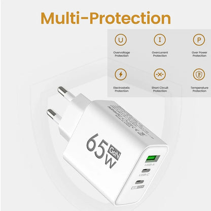 GaN Fast Charging 65W USB Type C Charger EU KR PD 3.0 Quick Charge Wall For Phone Adapter For iPhone 15 Xiaomi Huawei Samsung - ZOOMNSTORE