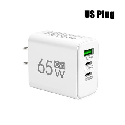 GaN Fast Charging 65W USB Type C Charger EU KR PD 3.0 Quick Charge Wall For Phone Adapter For iPhone 15 Xiaomi Huawei Samsung - ZOOMNSTORE
