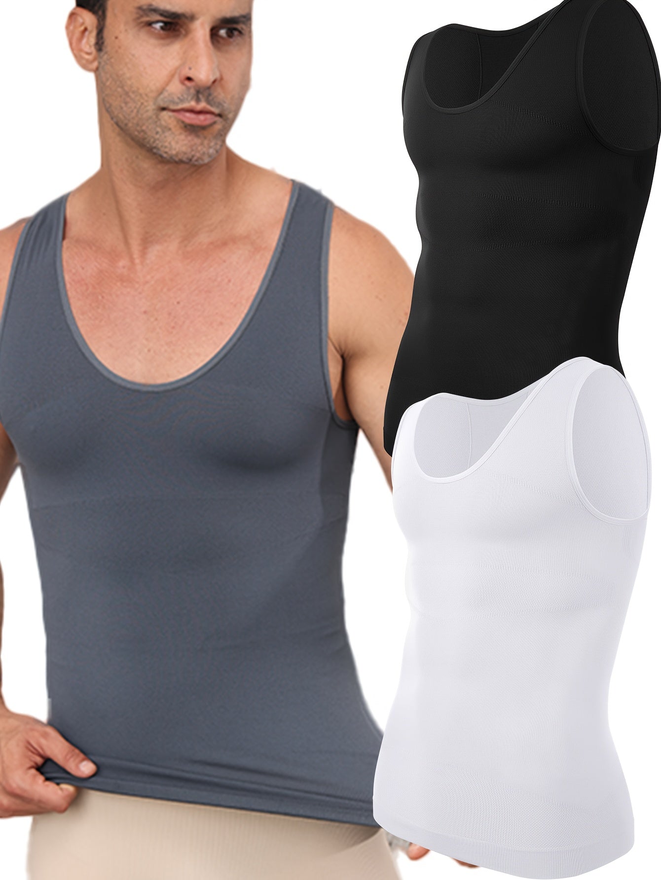 Mens Slimming Compression Shirt - Sleeveless Waist Trainer Tank Top - ZOOMNSTORE