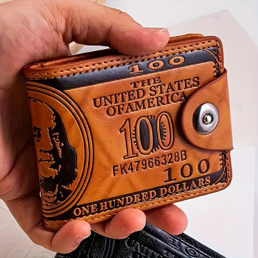 Dollar Bill Bifold Wallet - Retro PU Leather Multi-Card Holder for Men - ZOOMNSTORE