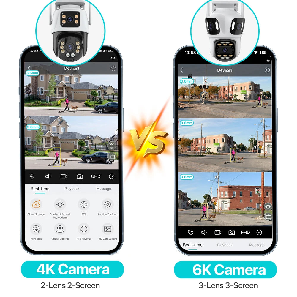 6K HD PTZ IP Security Camera - Outdoor WiFi Auto Tracking Dual Lens CCTV - ZOOMNSTORE