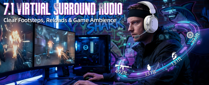 ATTACK SHARK L30 Pro Wireless Gaming Headset with 2.4Ghz/BT/Wired, Long Battery Life with Detachable Microphone 7.1 Surround Sou