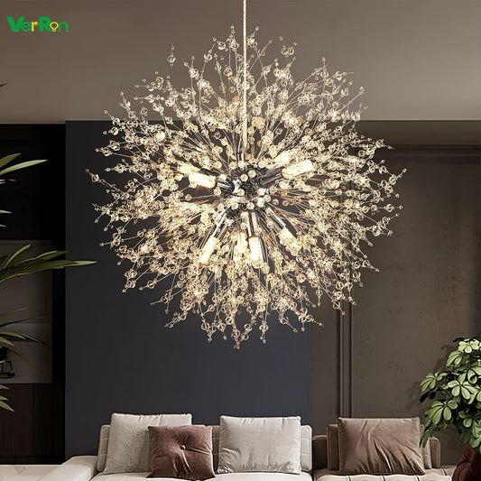 Modern Crystal Chandelier - 8-Light Semi Flush Mount Ceiling Light with G9 Socket - ZOOMNSTORE