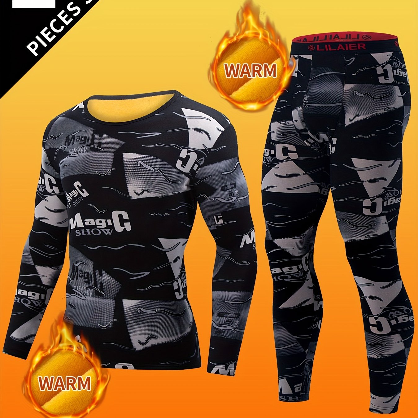 Mens Thermal Underwear Set - Long Sleeve Top  Pants Casual AutumnWinter Wear - ZOOMNSTORE